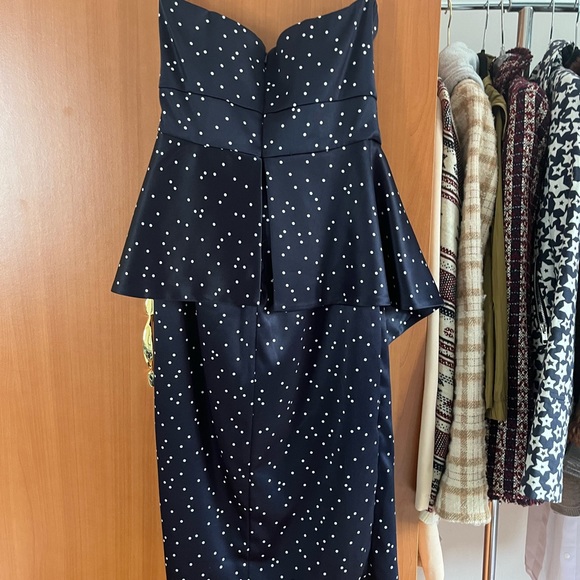 Bardot Strapless Peplum Pencil Dress Midnight Blue Confetti - Picture 6 of 8